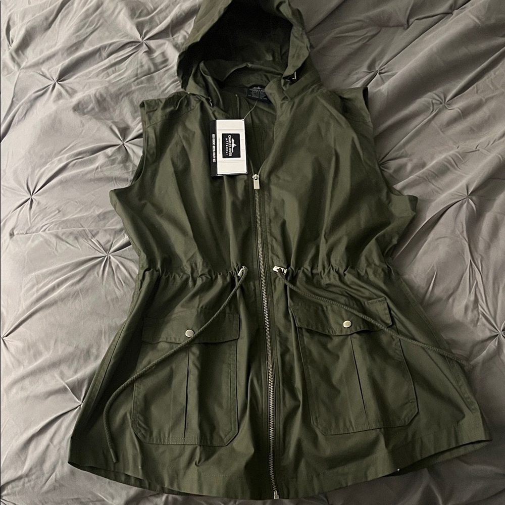 Charles River Apparel Olive Green Hooded Vest